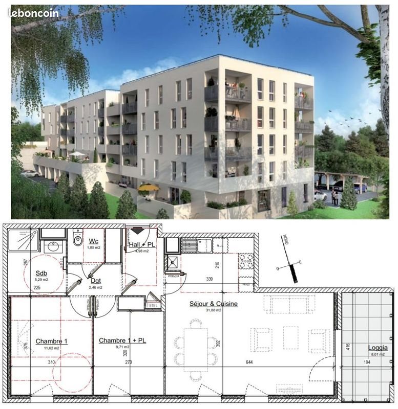 Appartement à louer, 68m², Voiron