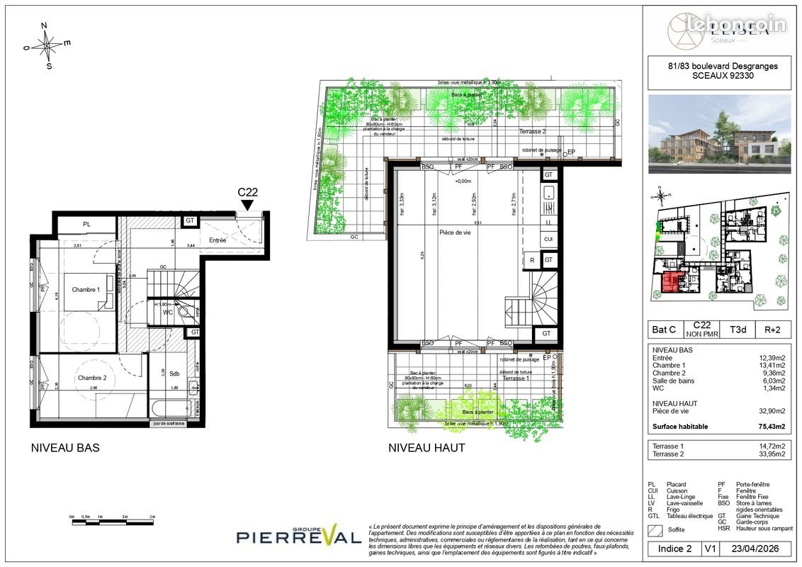 Appartement à vendre, 75m², Sceaux