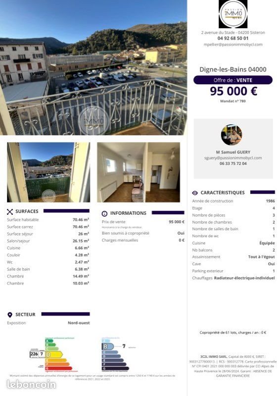 Appartement à vendre, 70m², Digne-les-Bains