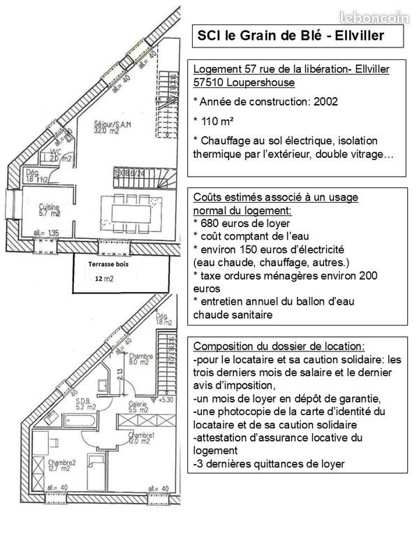 Appartement à louer, 110m², Loupershouse