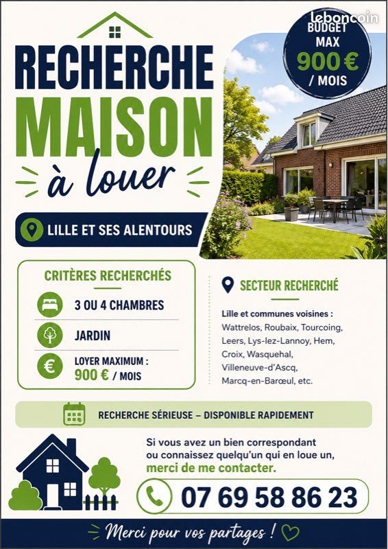 Maison à louer, 80m², Villeneuve-d'Ascq