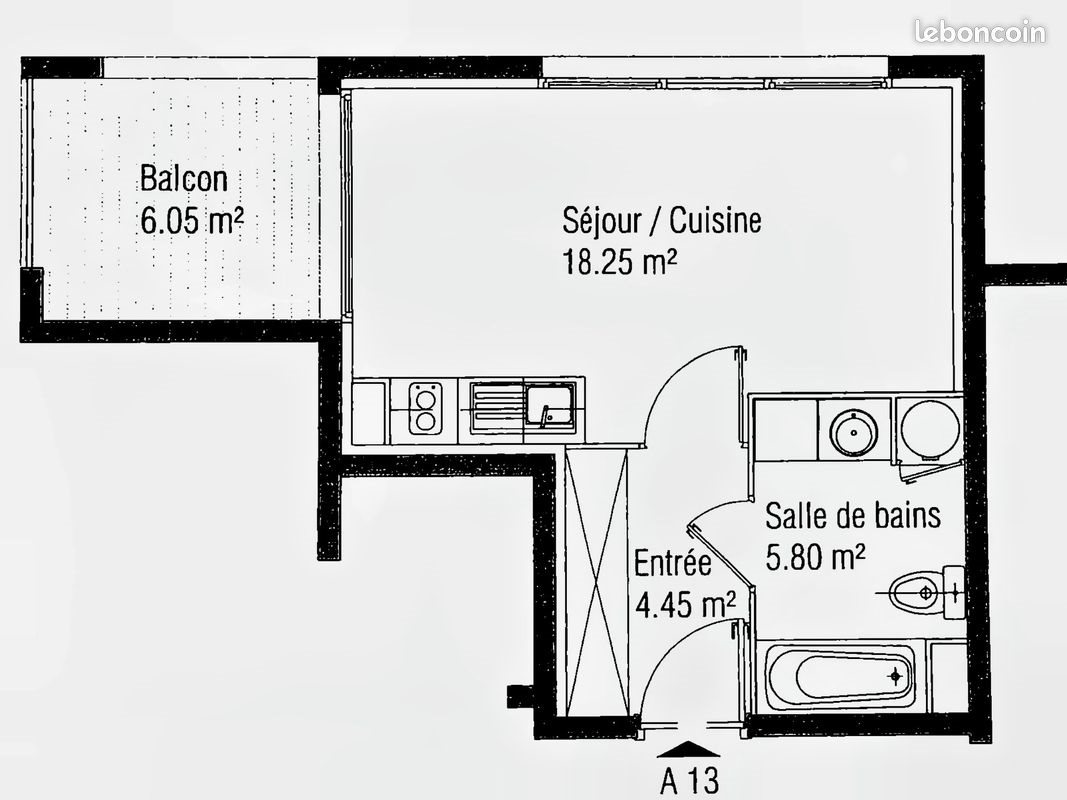 Appartement à louer, 29m², Loos