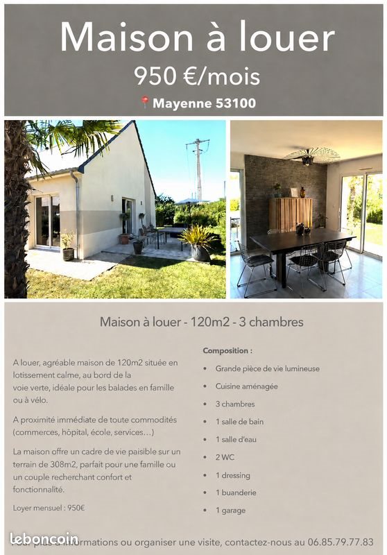 Maison à louer, 120m², Mayenne