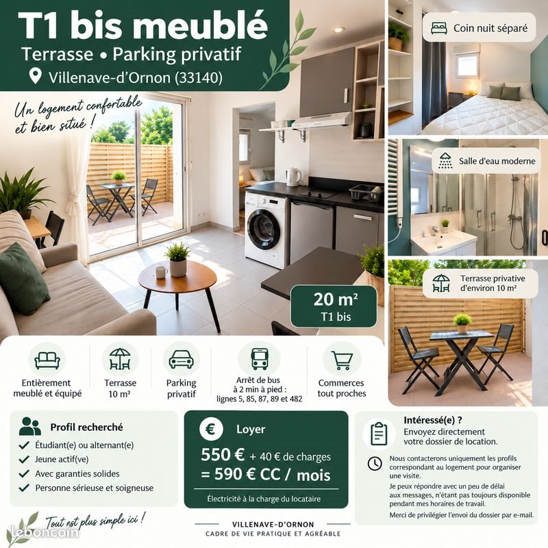 Appartement à louer, 18m², Villenave-d'Ornon