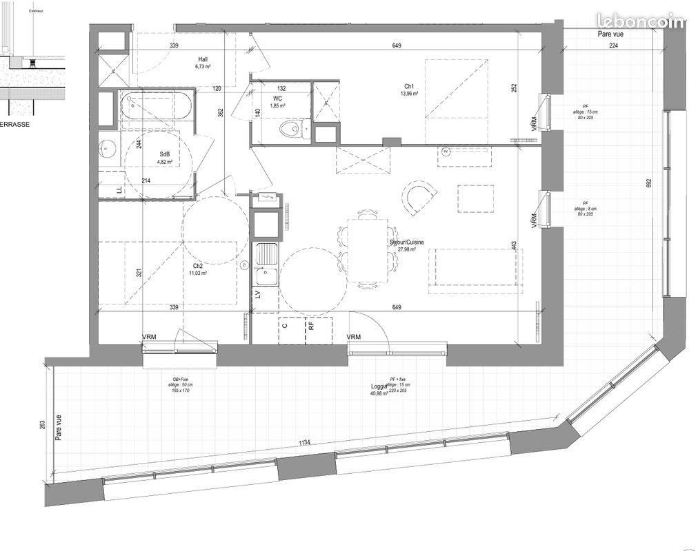 Appartement à louer, 67m², Croix