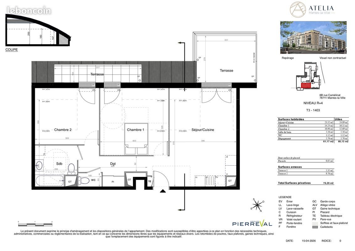 Appartement à vendre, 61m², Mantes-la-Ville