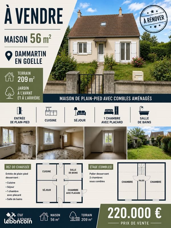 Maison à vendre, 56m², Dammartin-en-Goële