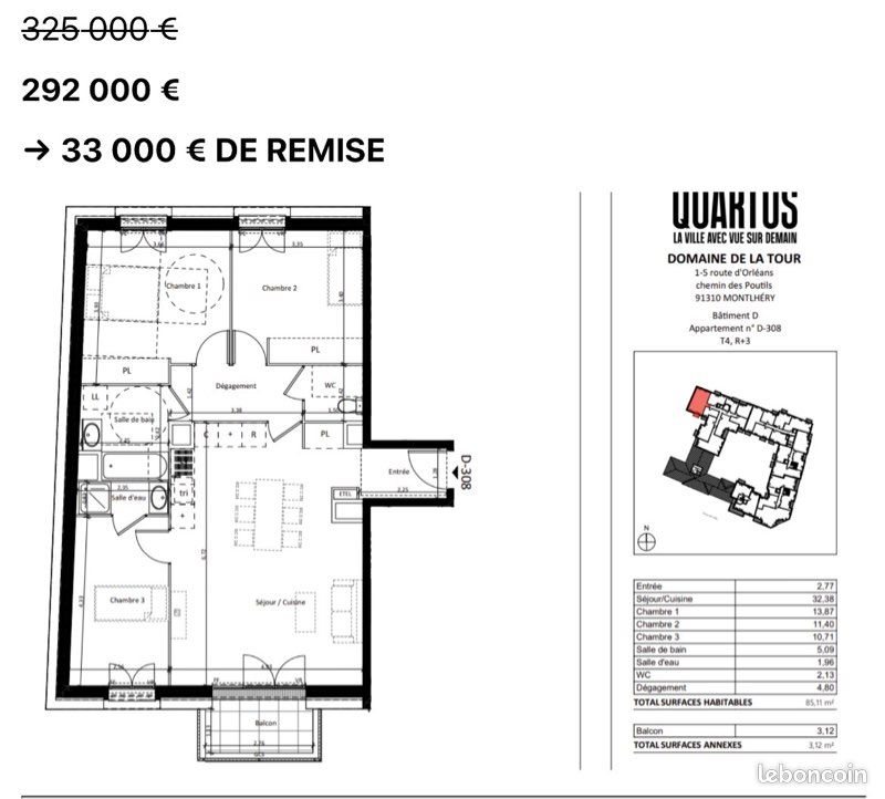 Appartement à vendre, 85m², Montlhéry