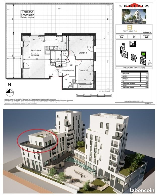 Appartement à louer, 64m², Lyon 8ème