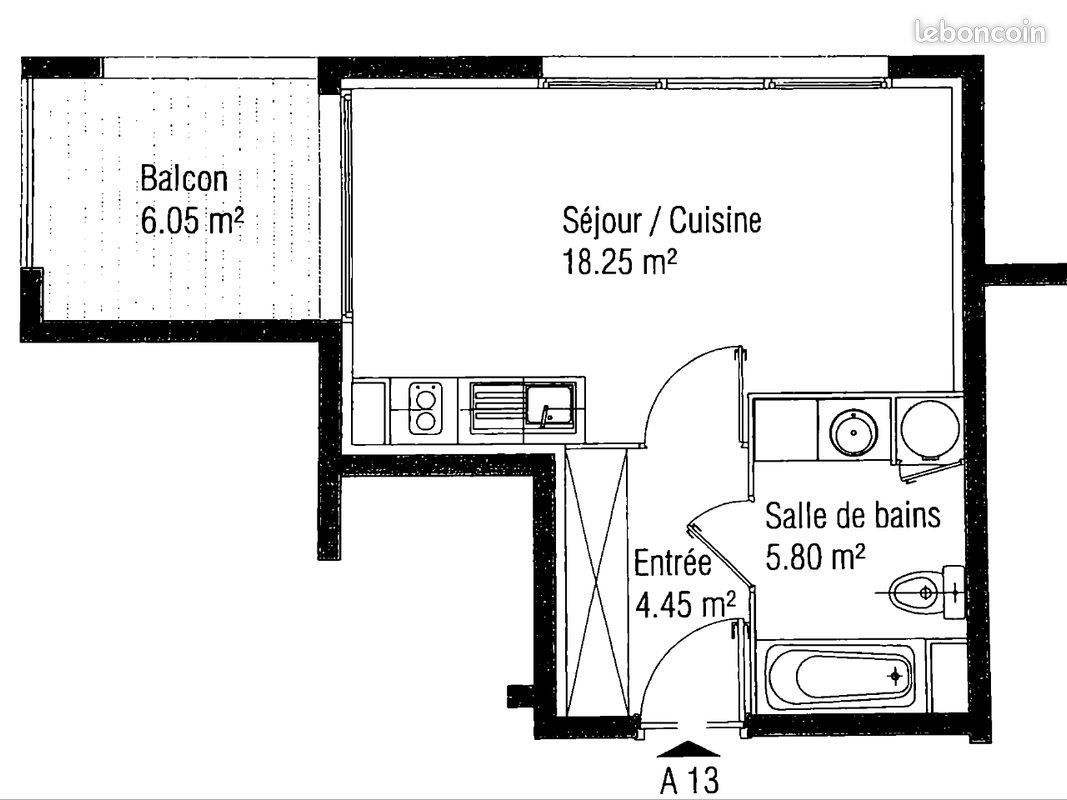 Appartement à louer, 29m², Loos