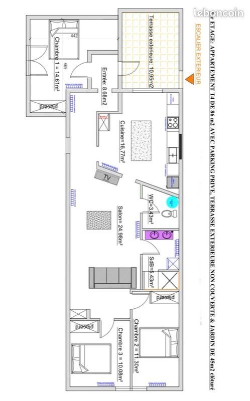 Appartement à louer, 86m², Biscarrosse