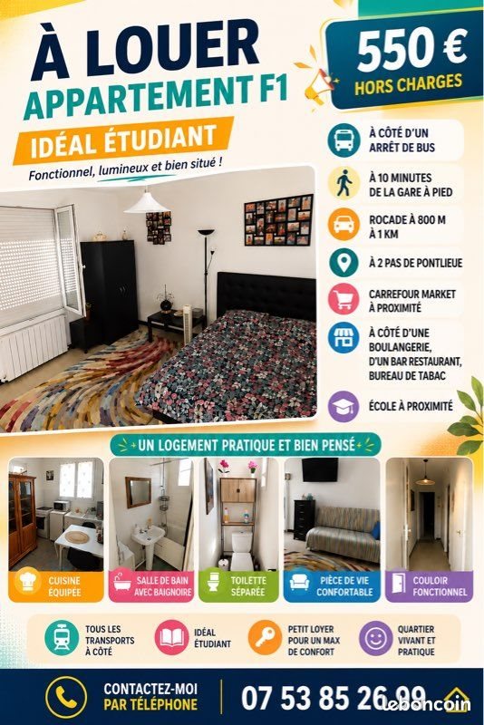 Appartement à louer, 33m², Le Mans