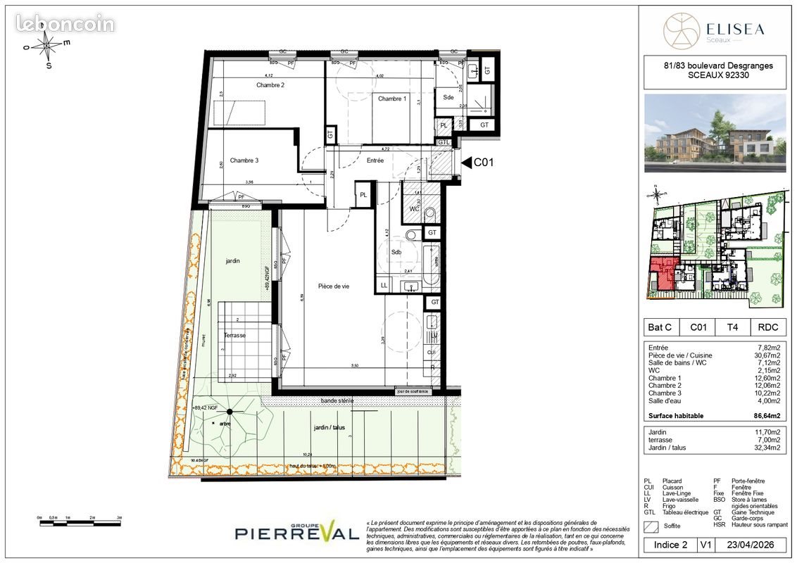 Appartement à vendre, 86m², Sceaux
