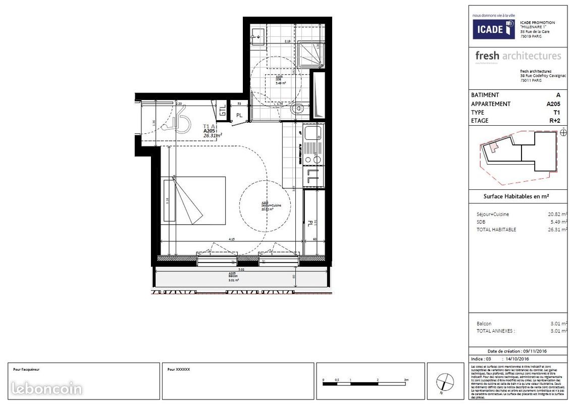 Appartement à vendre, 26m², Nanterre
