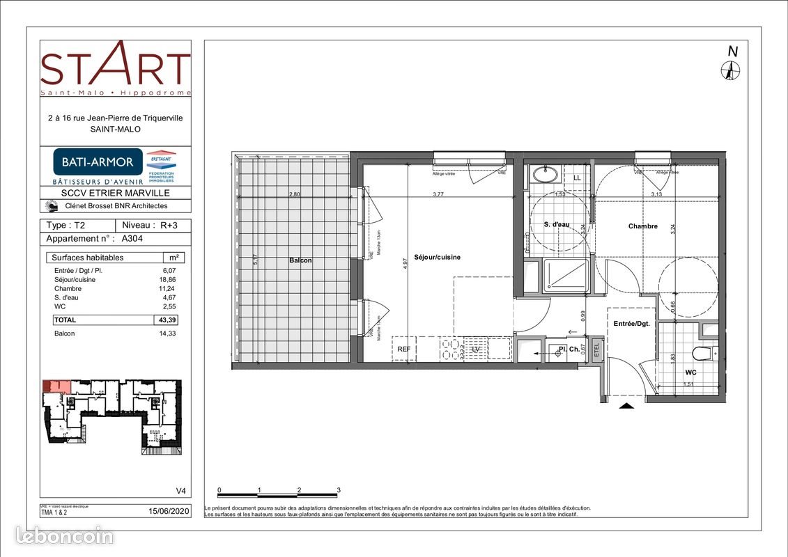 Appartement à louer, 47m², Saint-Malo