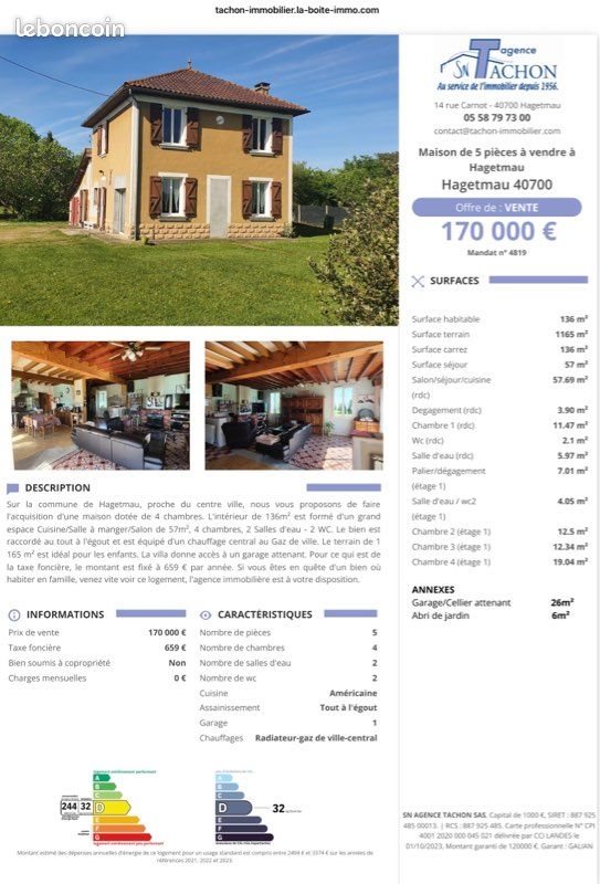 Maison à vendre, 136m², Hagetmau