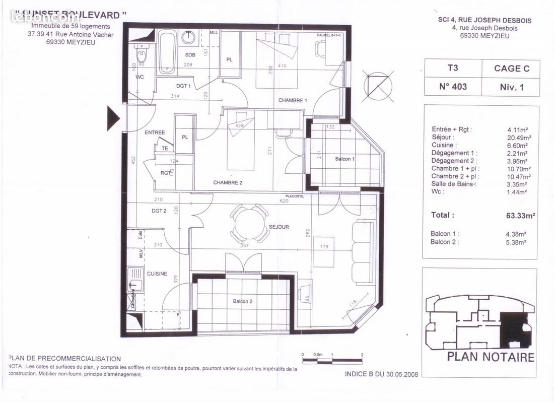 Appartement à vendre, 64m², Meyzieu