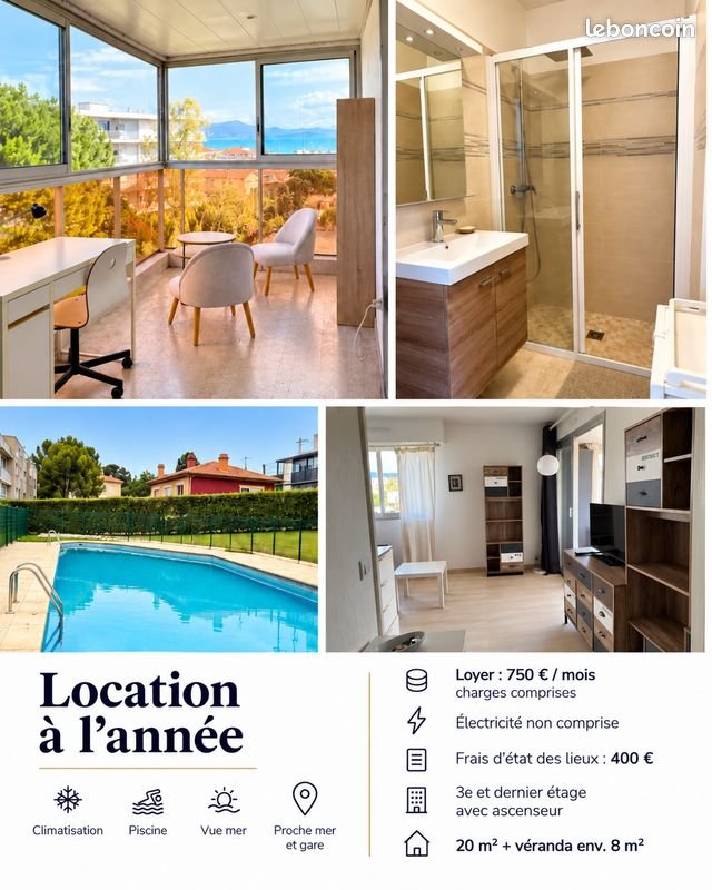 Appartement à louer, 19m², Antibes