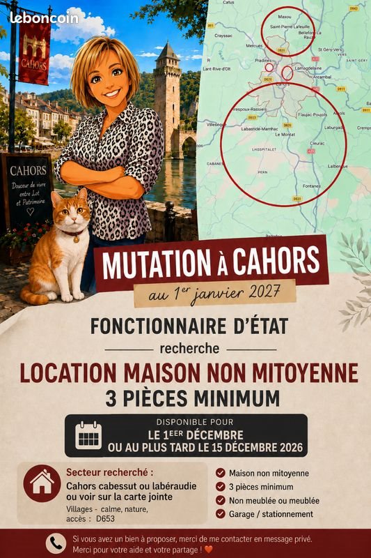 Maison à louer, 60m², Cahors