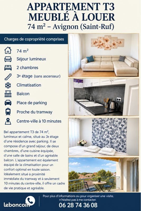 Appartement à louer, 74m², Avignon