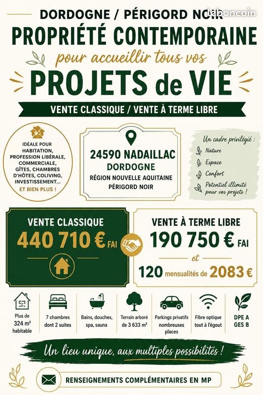 Maison à vendre, 325m², Nadaillac