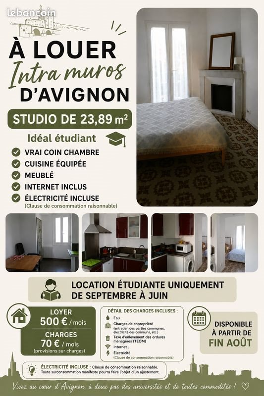 Appartement à louer, 23m², Avignon