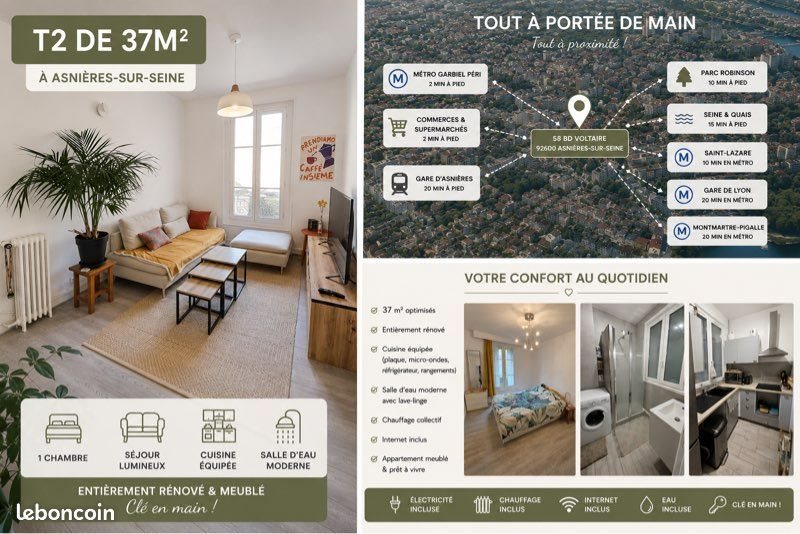 Appartement à louer, 37m², Asnières-sur-Seine