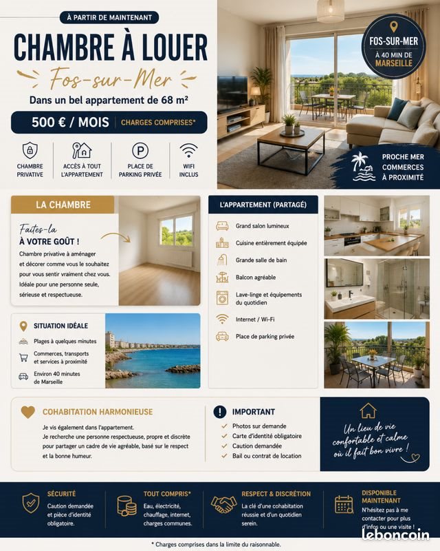 Appartement à louer, 68m², Fos-sur-Mer