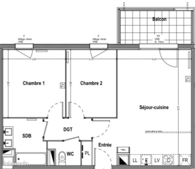 Appartement à vendre, 61m², Bègles