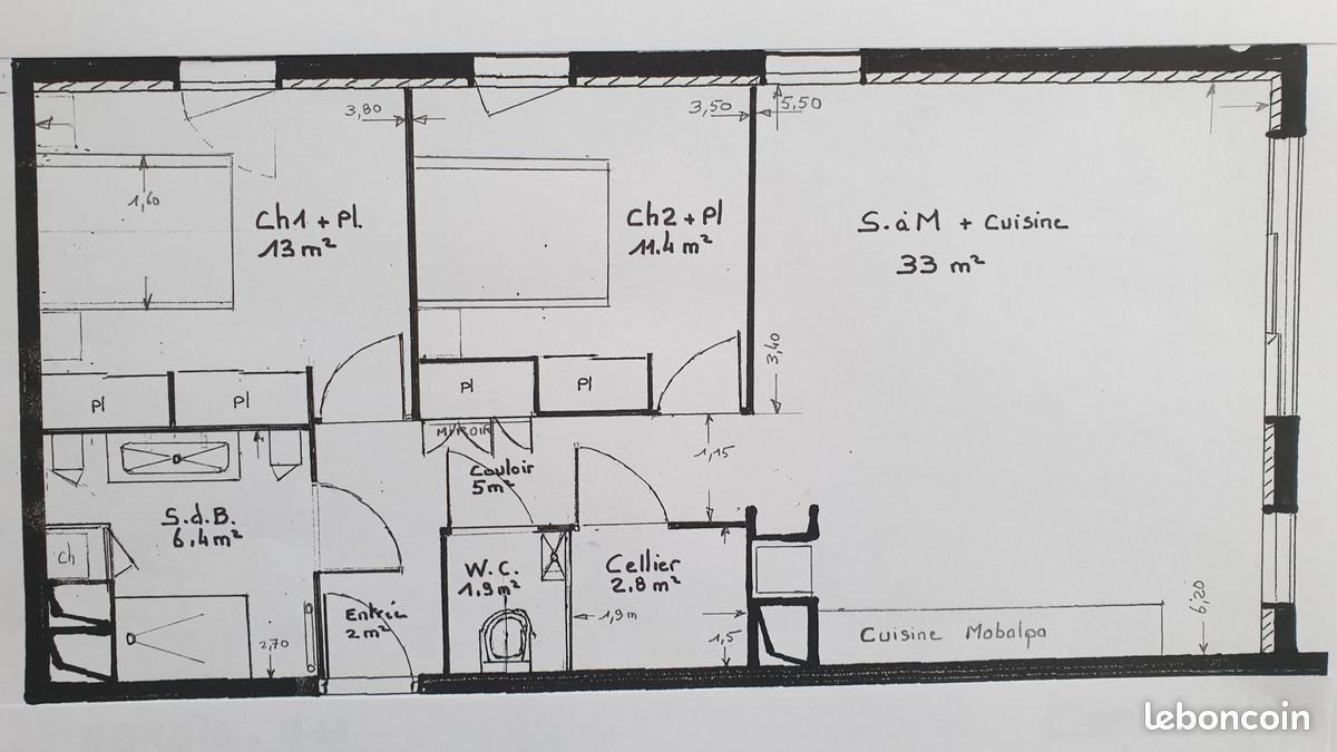 Appartement à louer, 76m², Châteaugiron