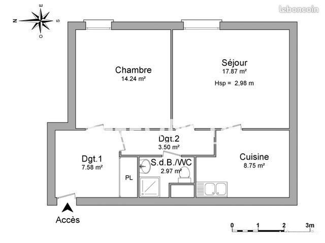 Appartement à louer, 55m², Saint-Etienne