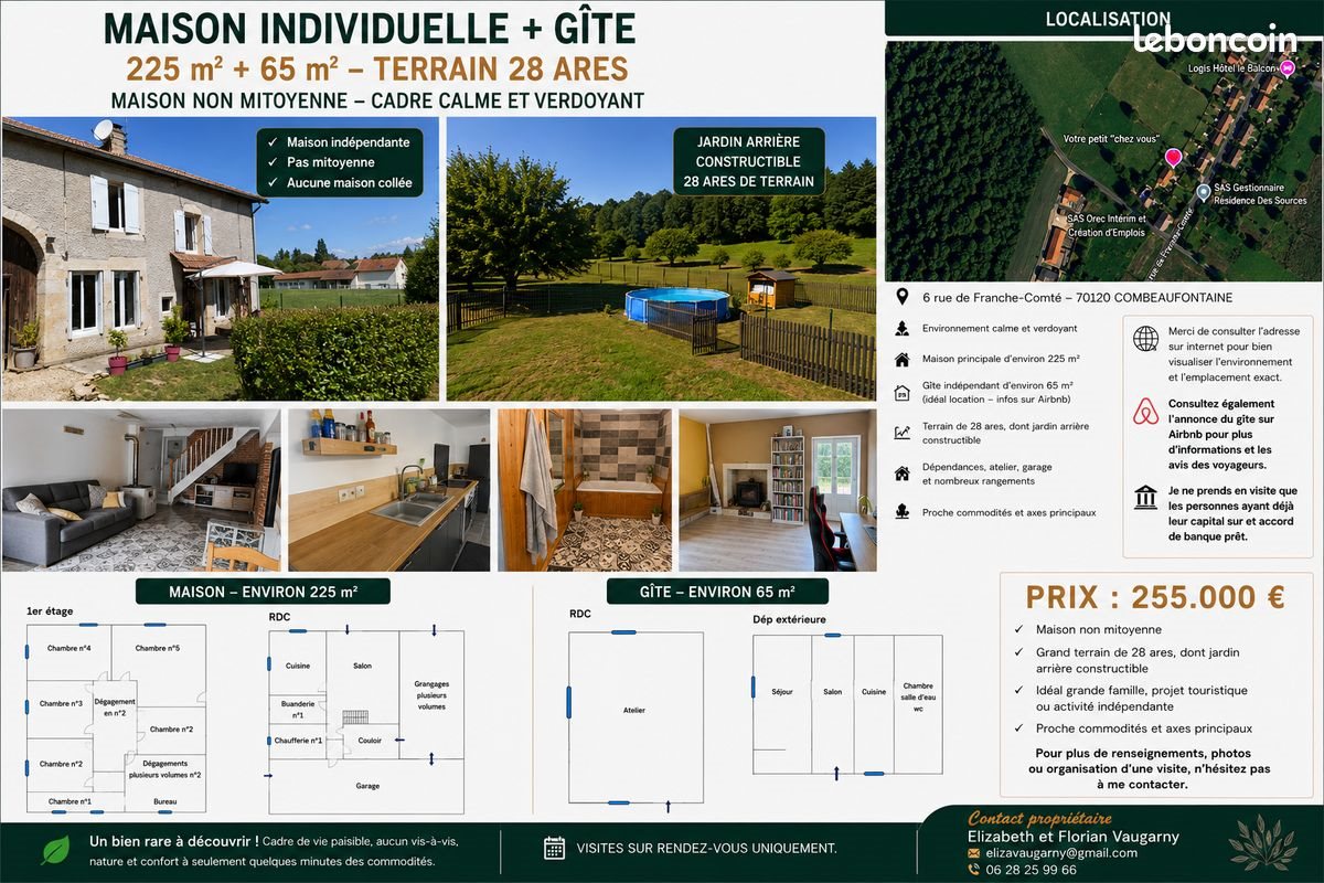 Maison à vendre, 220m², Combeaufontaine