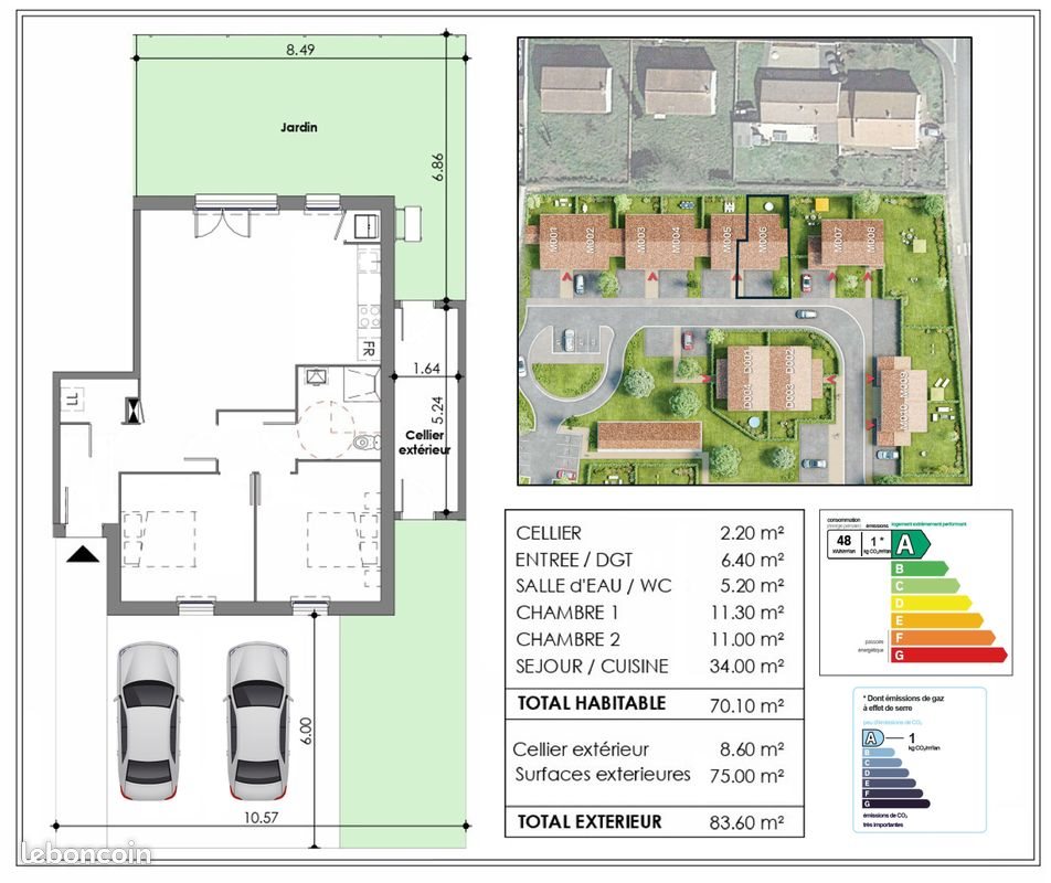 Maison à vendre, 70m², Chauray