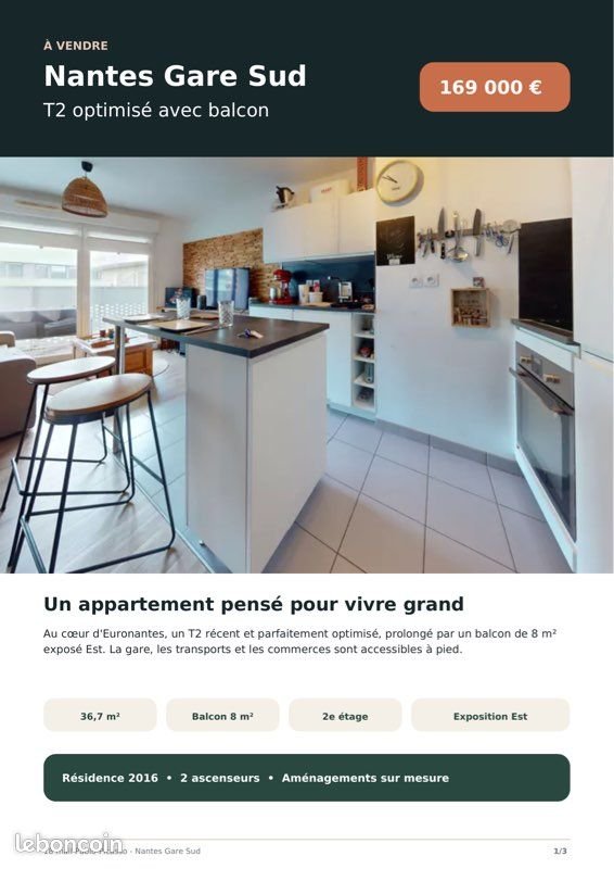 Appartement à vendre, 37m², Nantes