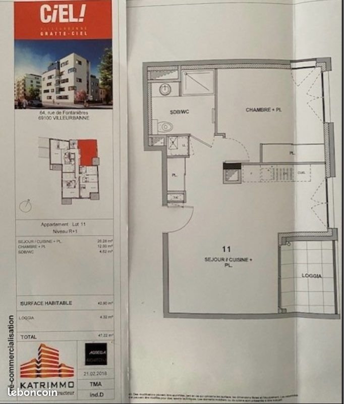 Appartement à louer, 43m², Villeurbanne