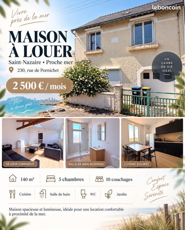 Maison à louer, 140m², Saint-Nazaire