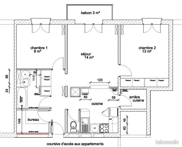 Appartement à louer, 60m², Tours