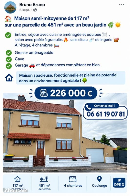Maison à vendre, 107m², Coulogne