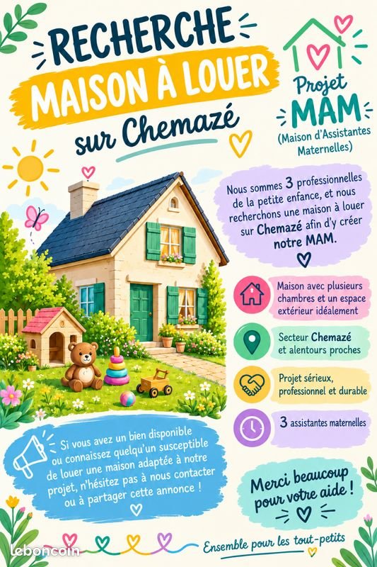 Maison à louer, 90m², Chemazé
