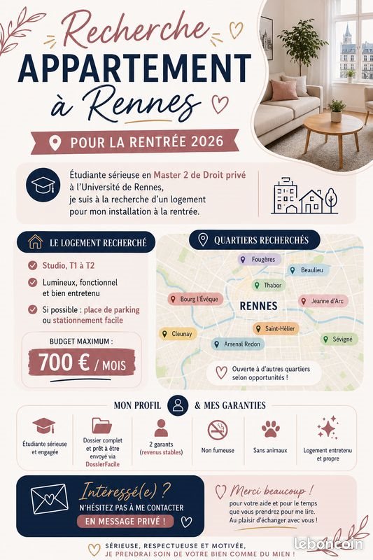 Appartement à louer, 20m², Rennes