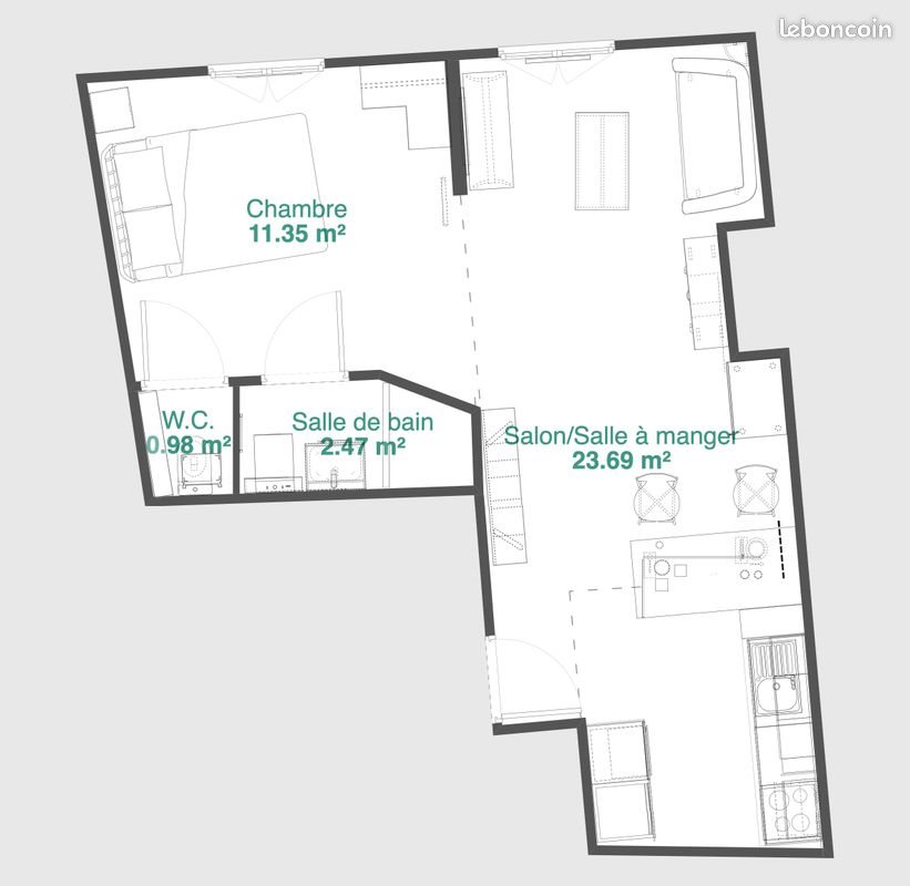 Appartement à louer, 38m², Bourges