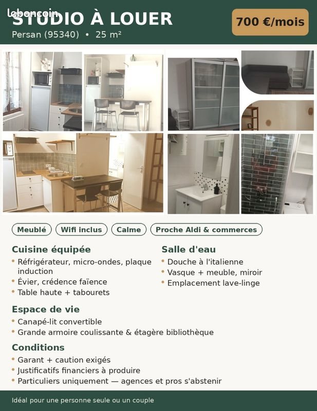 Appartement à louer, 25m², Persan