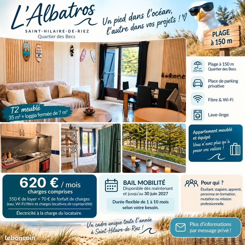 Appartement à louer, 35m², Saint-Hilaire-de-Riez