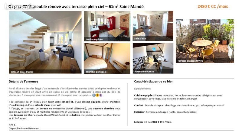 Appartement à louer, 61m², Saint-Mandé
