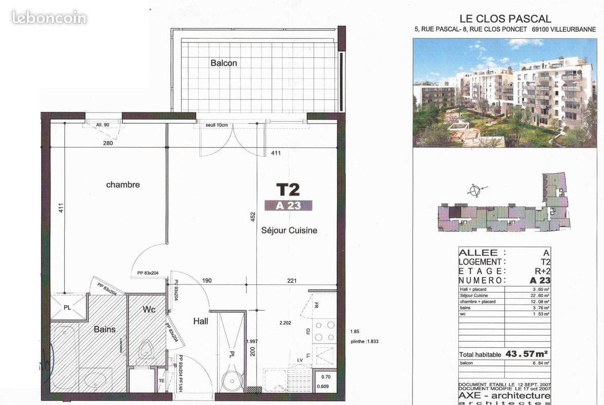 Appartement à louer, 43m², Villeurbanne