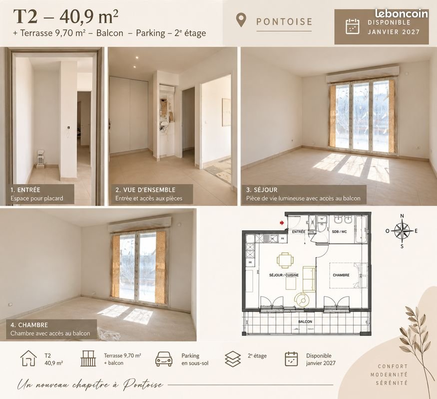 Appartement à louer, 40m², Pontoise