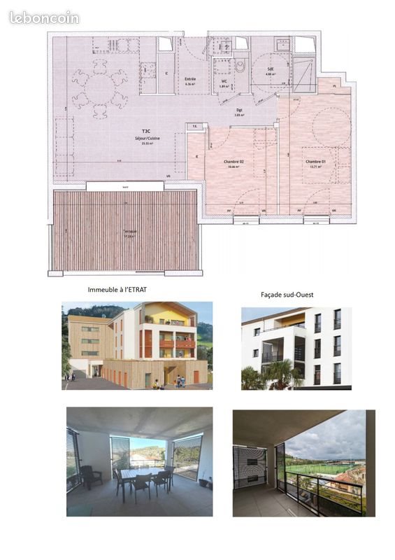 Appartement à louer, 66m², L'Etrat
