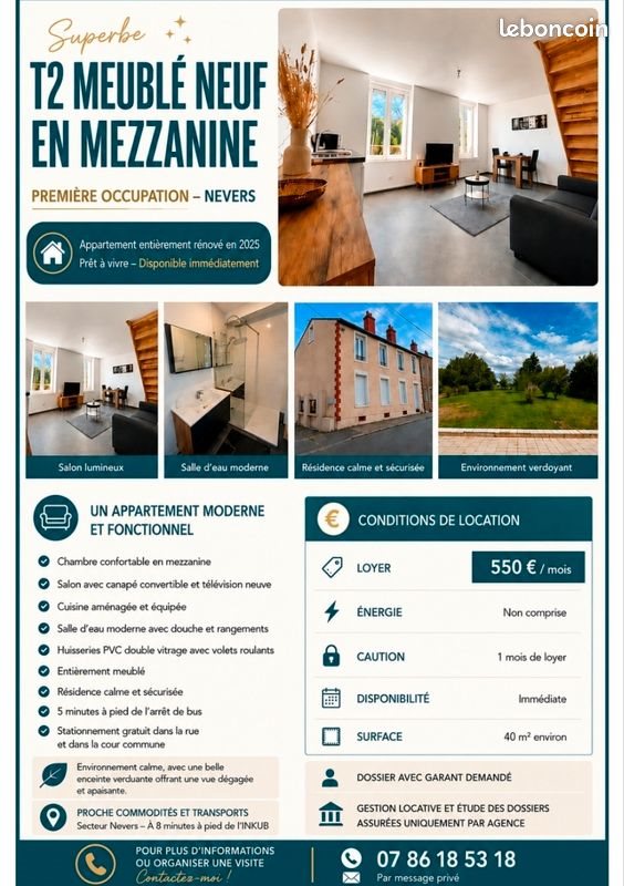 Appartement à louer, 40m², Nevers