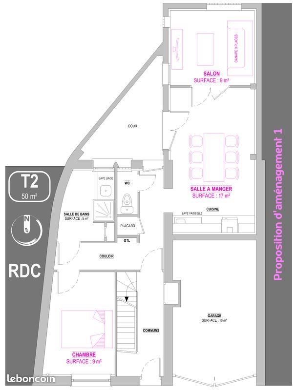 Appartement à louer, 50m², Arras