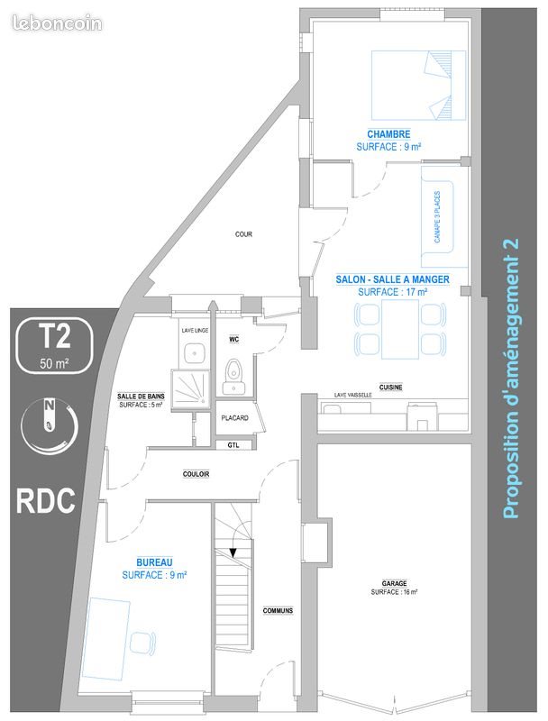 Appartement à louer, 50m², Arras
